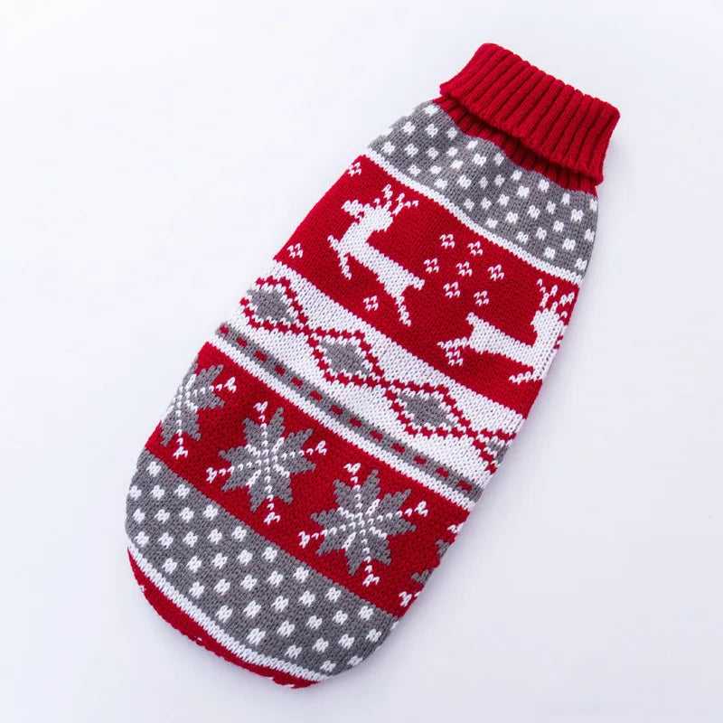 Autumn Winter Elk Print Knit Sweater for Medium & Large Dogs