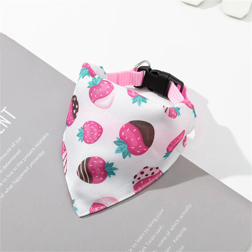 Cute Print Cat Dog Collar with Bandanas for Small Dogs Yorkshire Chihuahua Puppy Triangular Bandage Pet Accessories Supplies