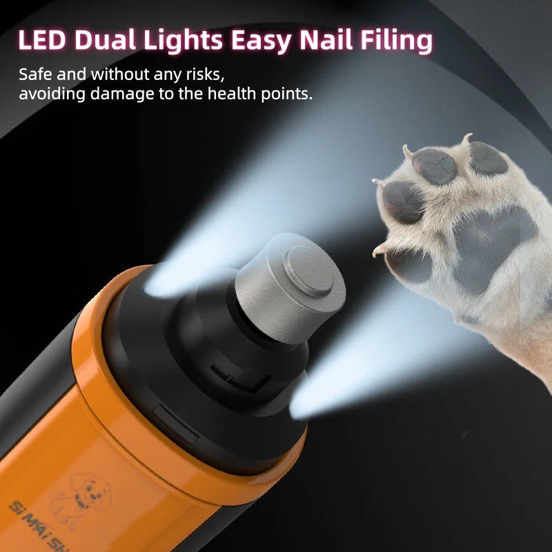 Rechargeable Pet Nail Grinder with LED Light & 5 Speed Settings