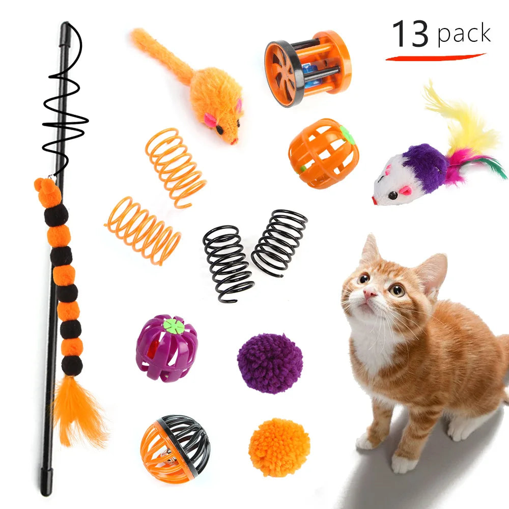 Interactive Cat Toy Variety Set with Wand, Mouse and Bell