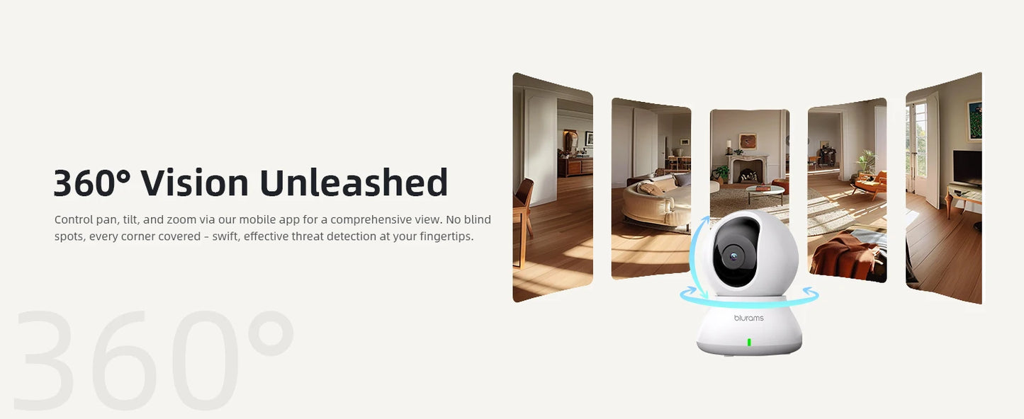 2K Indoor 360° Pet & Home Security Camera with Night Vision & Two-Way Talk