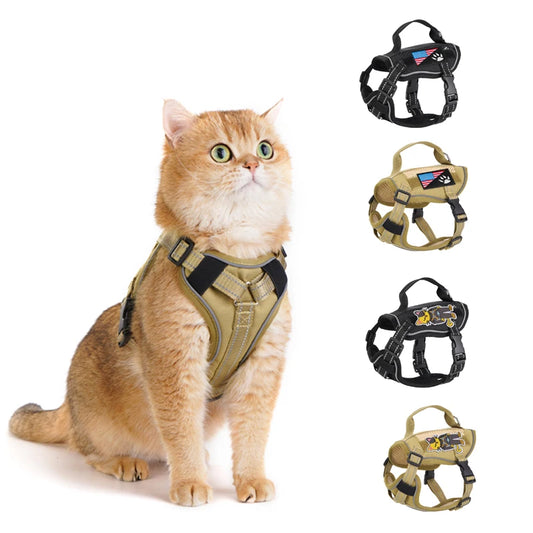 Harnais tactique anti-évasion pour chat — Gilet en maille douce pour chats et petits chiens