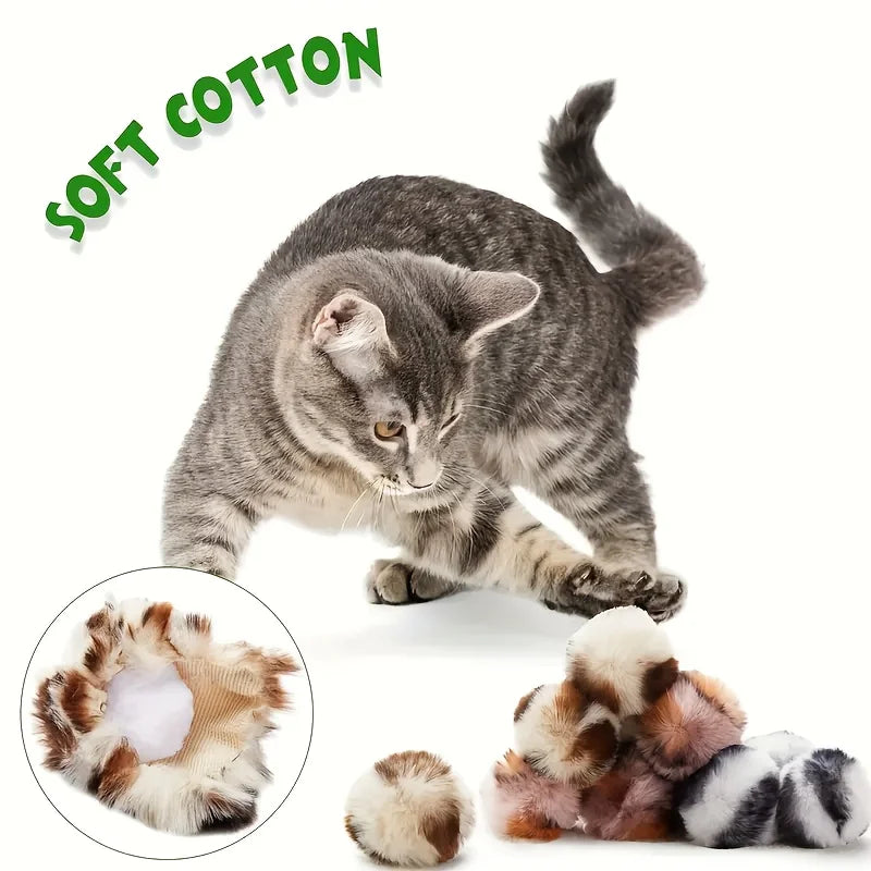 Balles en peluche pour chat - Imprimé léopard, lot de 3