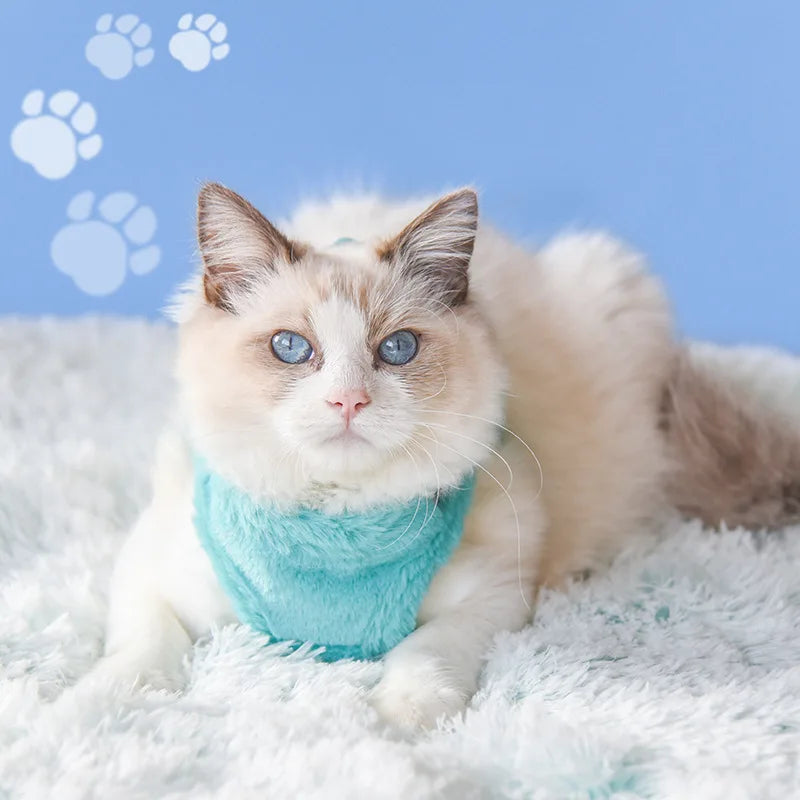 Winter Warm Faux Fur Cat & Dog Harness with Leash Set