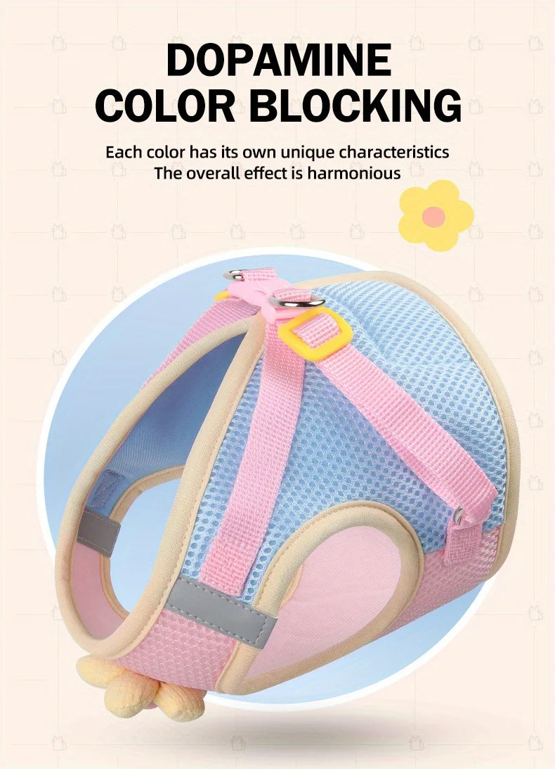 Breathable Mesh Pet Harness and Leash Set