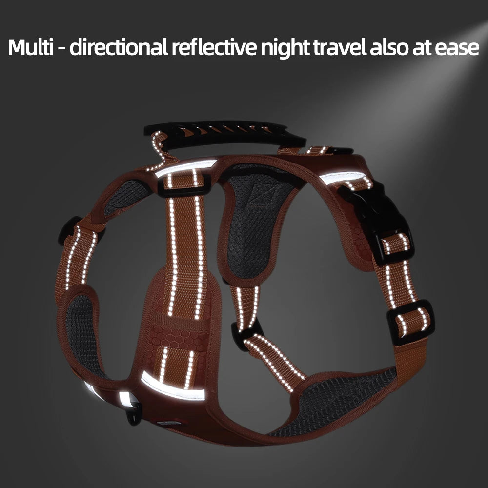 Reflective No-Pull Dog Harness Vest with AirTag Holder