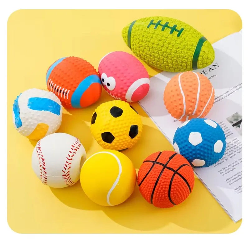 Squeaky Latex Dog Ball – Sports Style Chew Toy