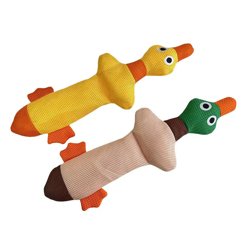 Jouet en peluche long canard à mâcher et nettoyer les dents pour chiens