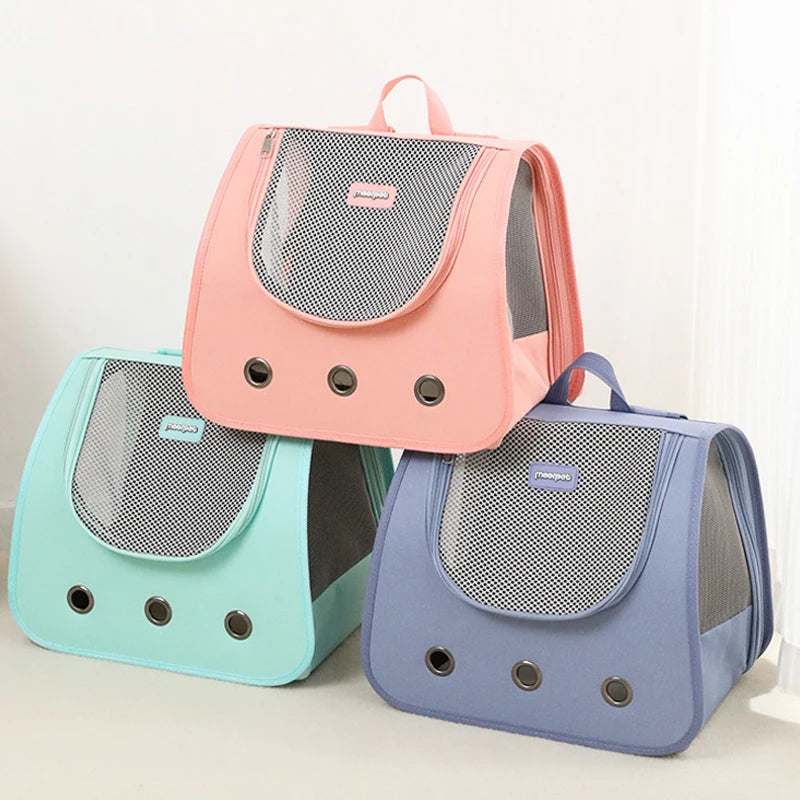 Foldable Pet Travel Backpack - Breathable Carrier for Cats & Small Dogs