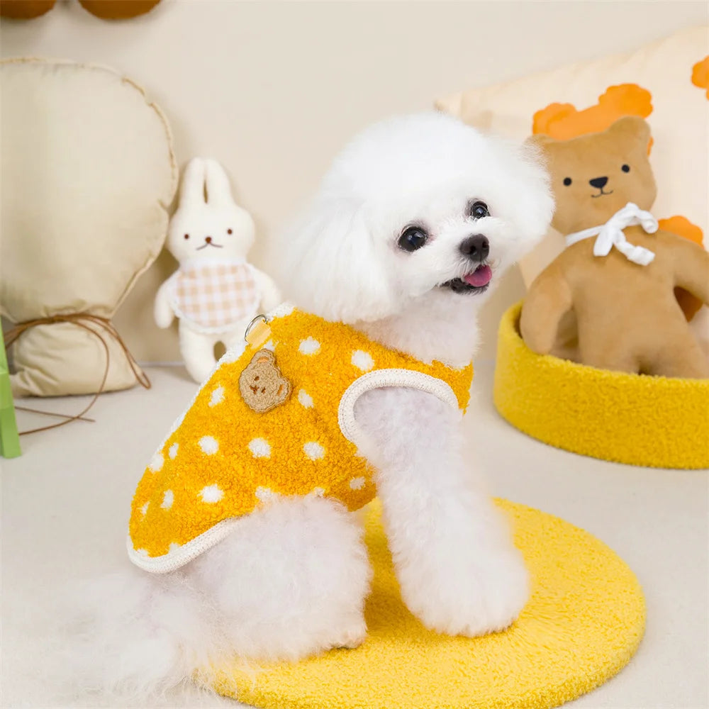 Fleece Dot Print Jacket Vest for Small Dogs & Cats