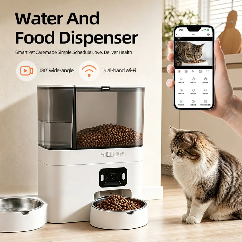 2-in-1 Smart Pet Feeder & Water Dispenser with WiFi Camera & App Control