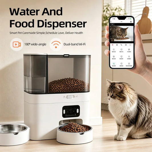 2-in-1 Smart Pet Feeder & Water Dispenser with WiFi Camera & App Control
