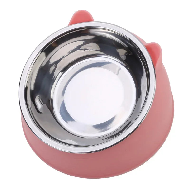 Cat Ear Stainless Steel Pet Bowl with Non-Slip Base