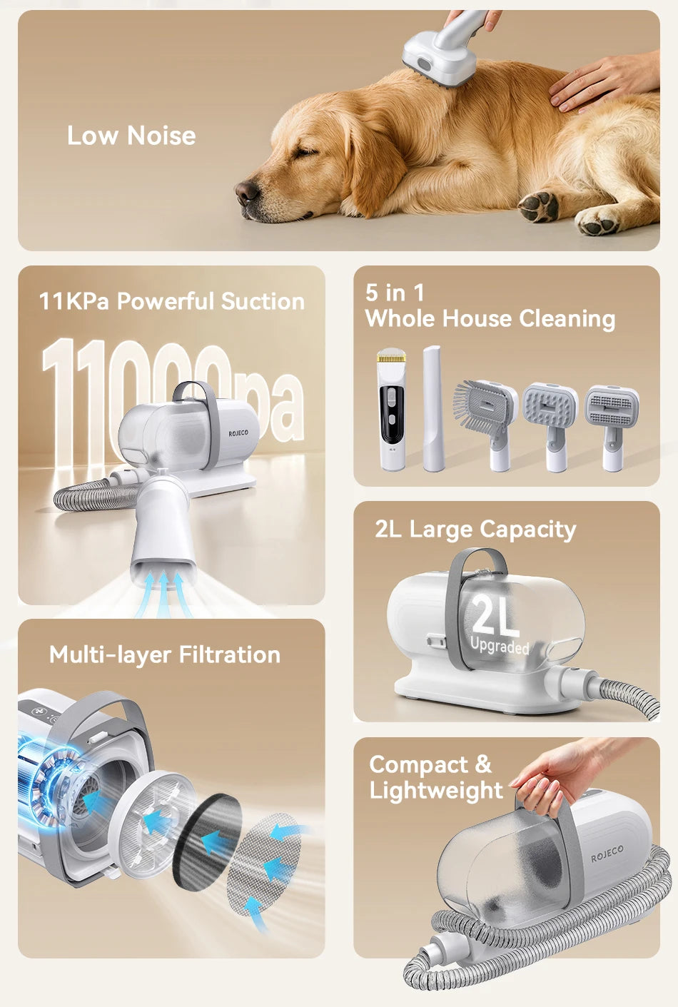 Dog Grooming Vacuum & Clipper Kit