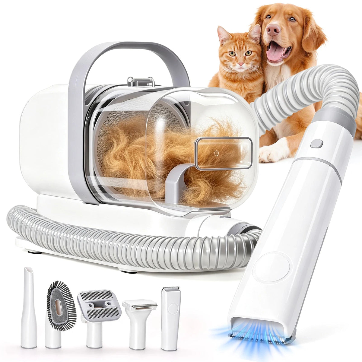 5-in-1 Pet Grooming Vacuum Kit | UK Plug Available | 2L | 3 Speeds | CE Certified