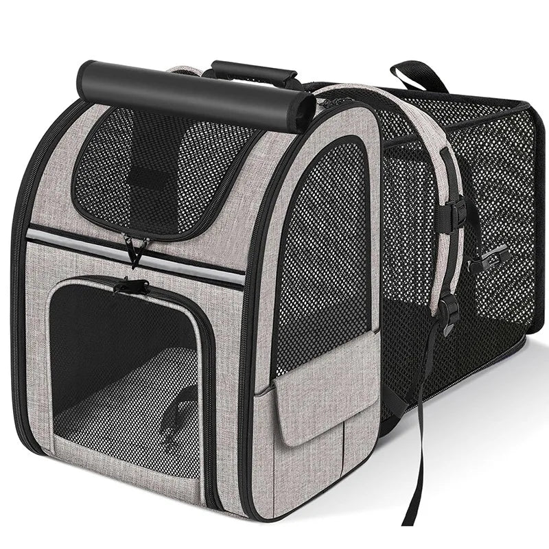Sac à dos de transport extensible pour chat avec housse pare-soleil et maille respirante