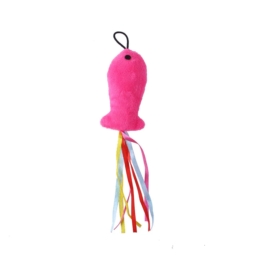 Feather Wand Cat Toy with Bell & Worm String - Interactive Teaser Set