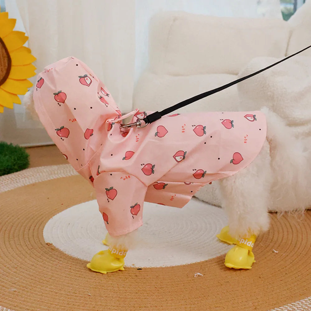 Printed Pet Dog Raincoat Waterproof Pet Hoodie with Traction Hole for Small Dogs Bichon Chihuahua Puppy Chubasquero Para Perros
