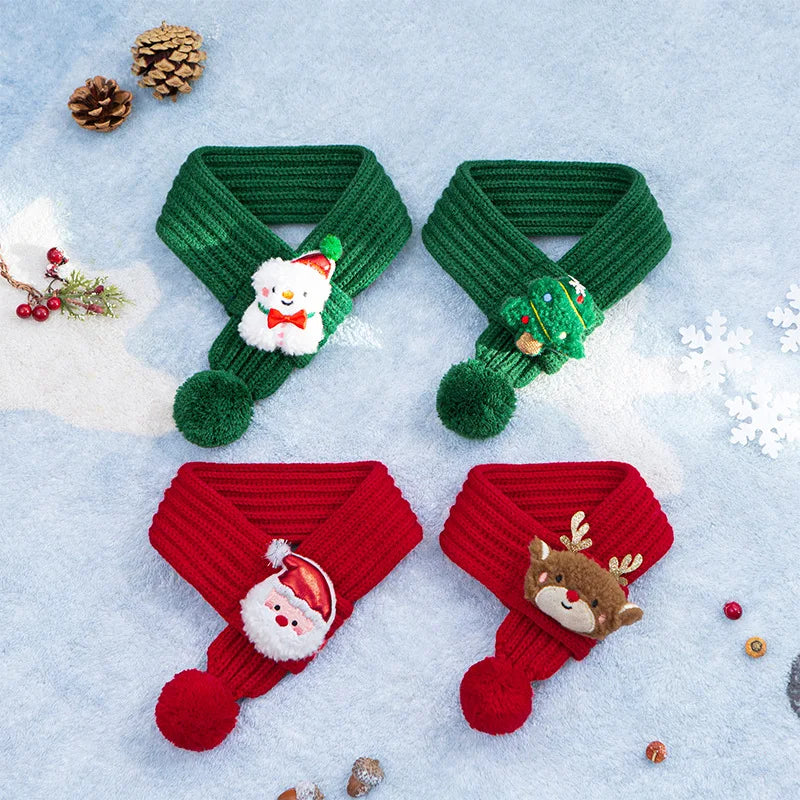 Écharpe de Noël en dessin animé pour chiens et chats | Motifs renne, Père Noël et bonhomme de neige