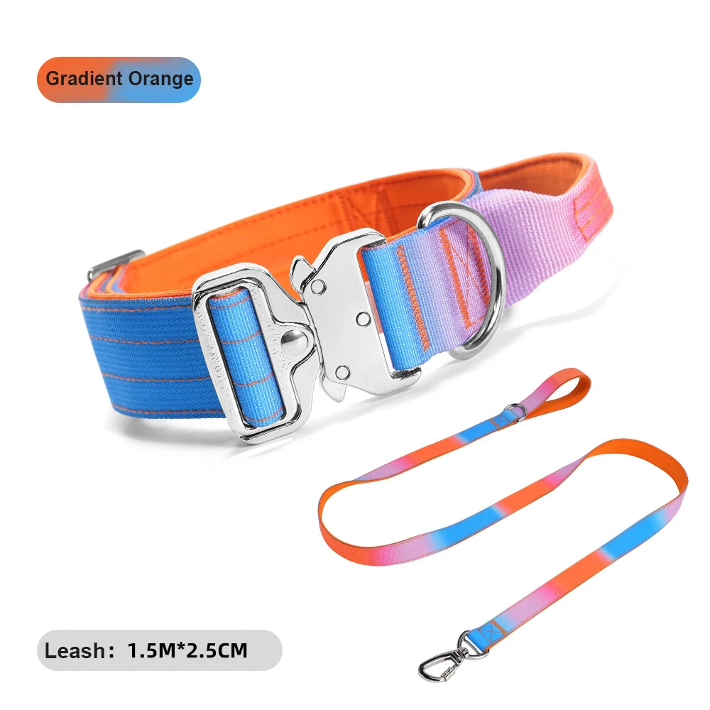 Wide Padded Dog Collar with Handle | Gradient Design for Large Dogs