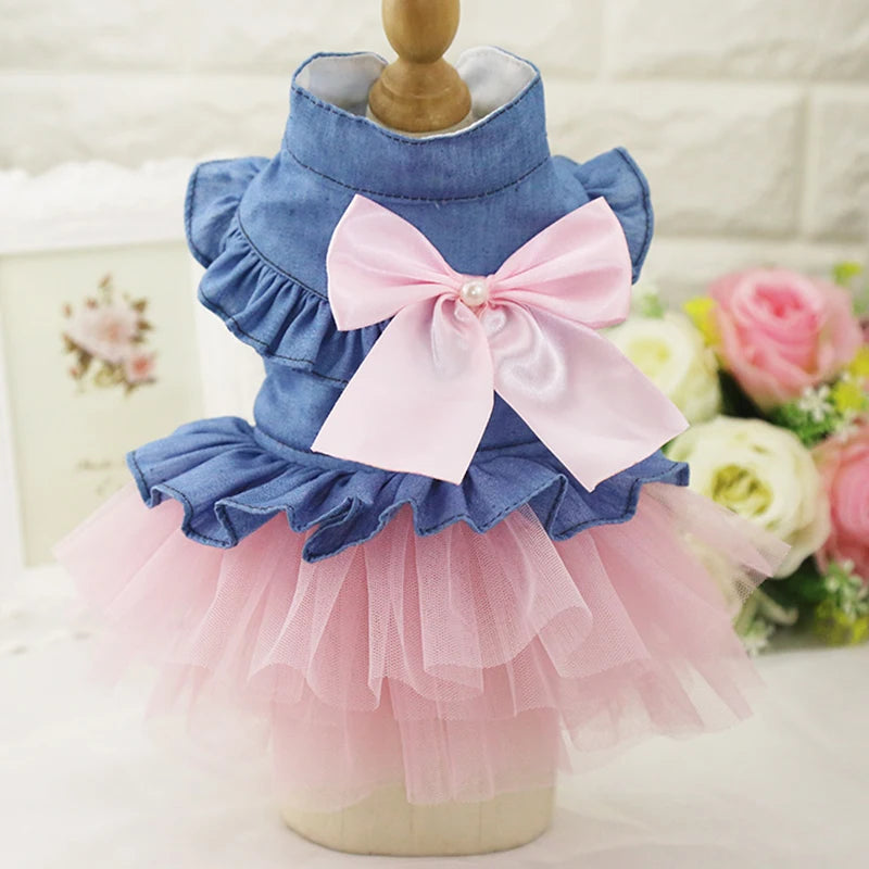 Denim Princess Dress for Small Dogs & Cats — XS to XXL