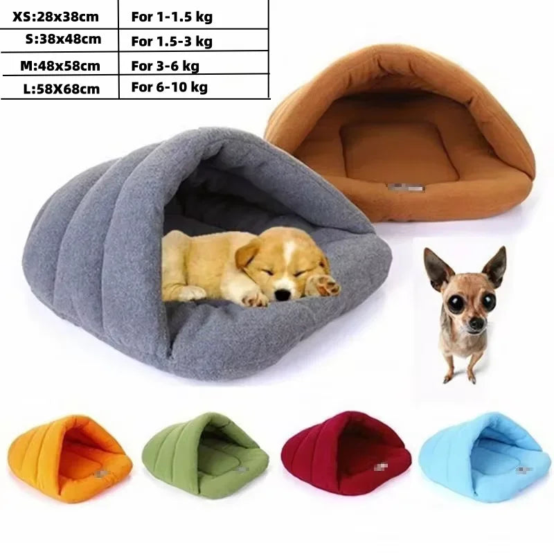 Slipper-Shaped Cave Pet Bed – Warm Cotton Nest for Cats & Small Dogs