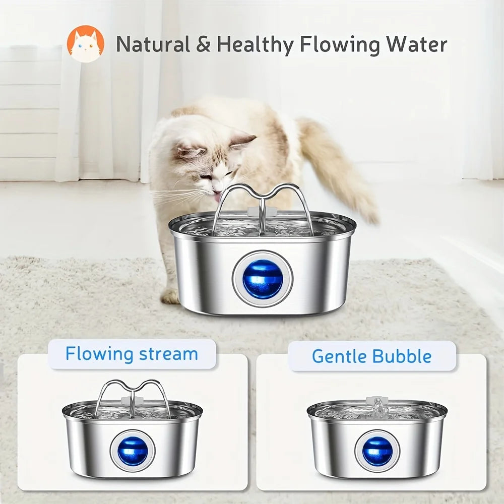 Distributeur d'eau pour animaux de compagnie en acier inoxydable 3,2 L, fontaine à eau automatique pour chat, distributeur d'eau intelligent pour chien, bol d'eau avec fenêtre visuelle, accessoires pour animaux de compagnie