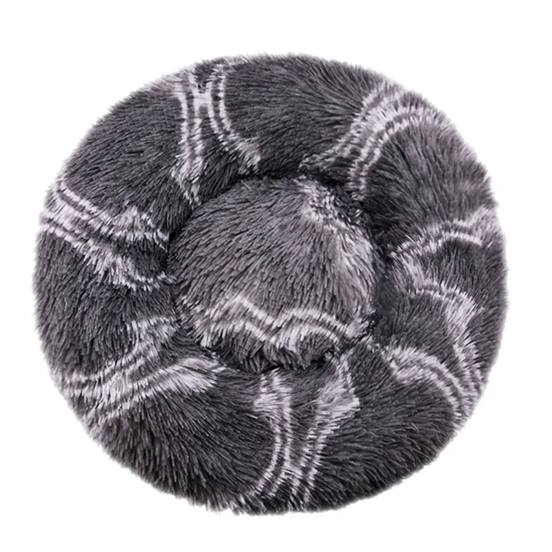Round Plush Pet Bed — Washable Warm Basket for Dogs & Cats, 6 Sizes