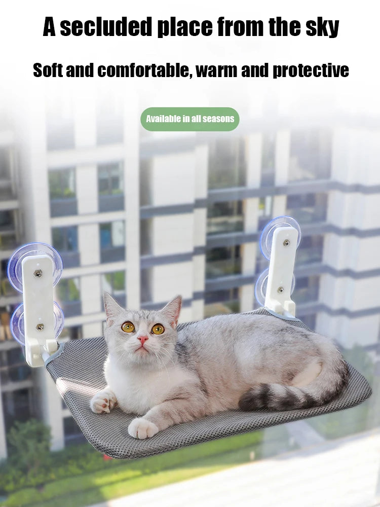 Assembly-Free Cat Window Hammock – Plush or Mesh Perch with Suction Cups