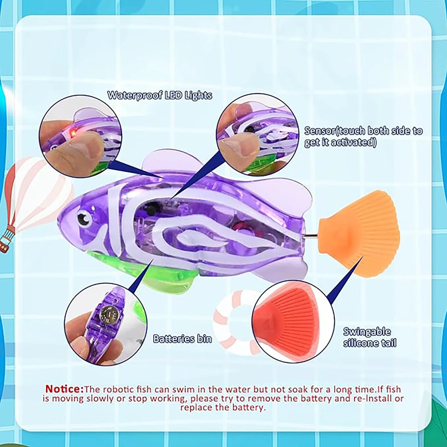 LED Electronic Swimming Fish Toy - Waterproof Interactive Pet Toy