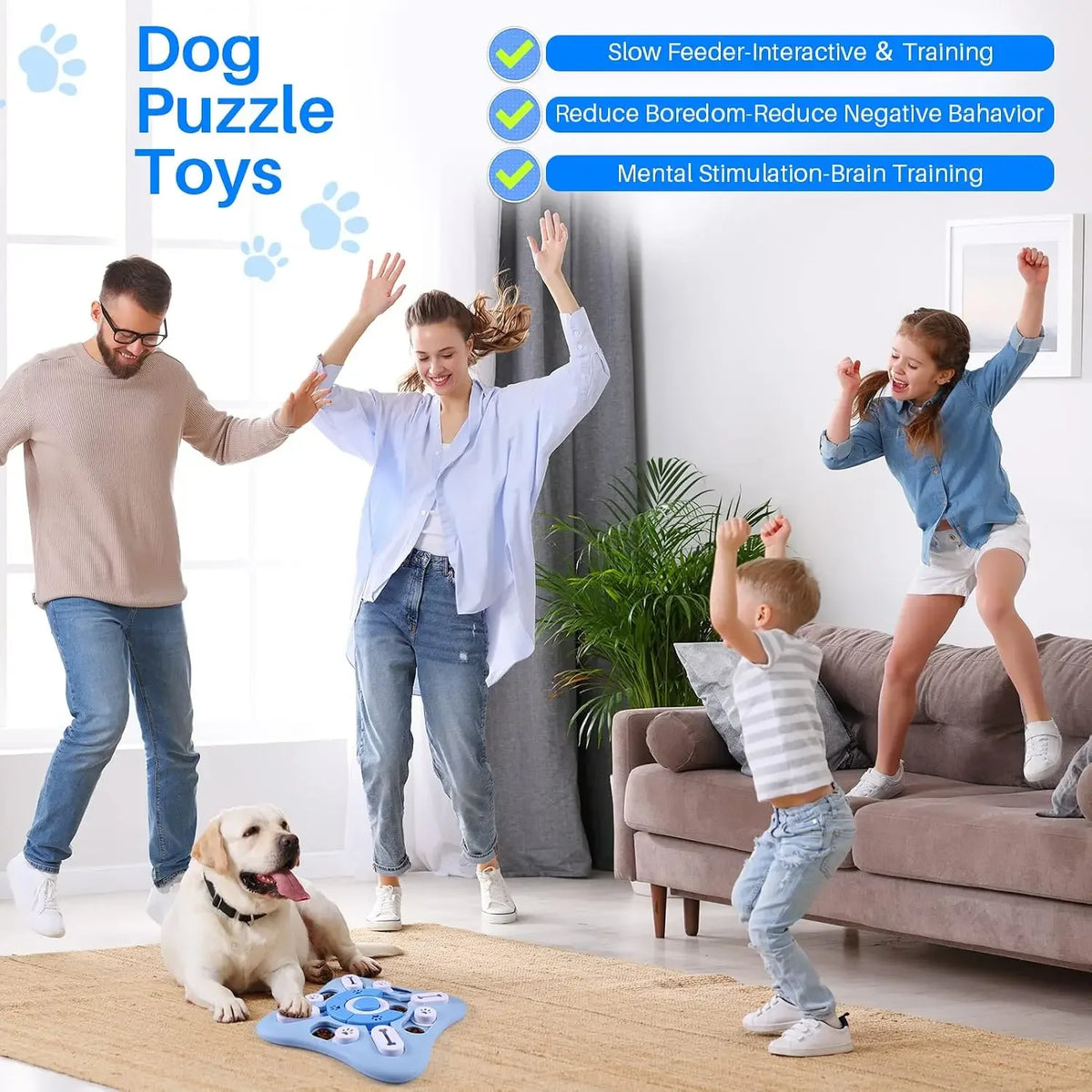 Interactive Dog Treat Puzzle Toy with Squeaker