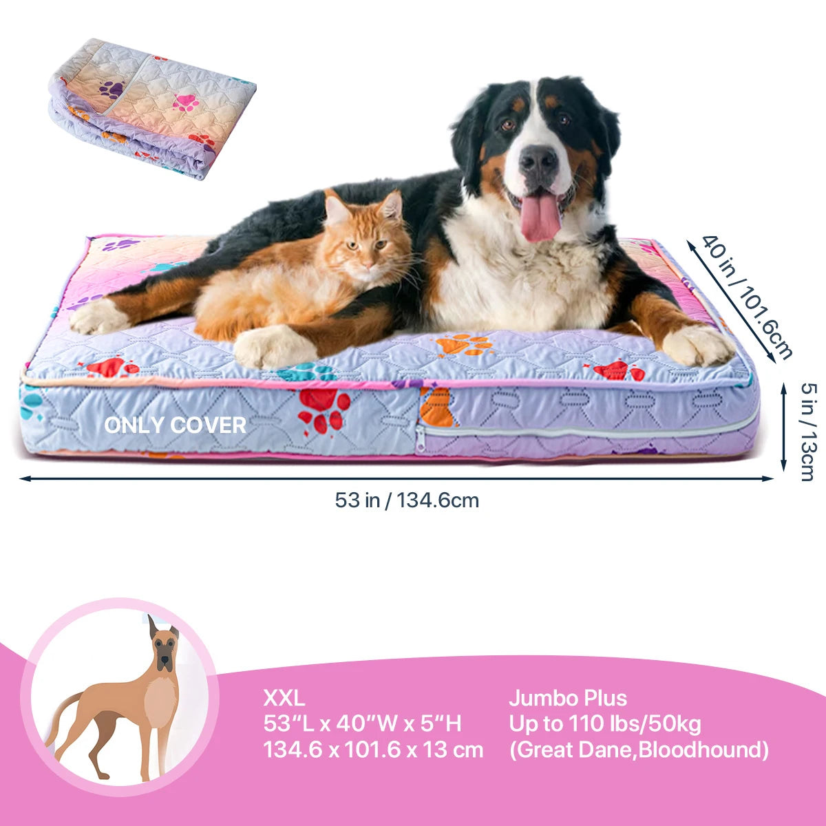 Orthopedic Dog Bed Washable Cover — Multi-Needle Quilted Foam Mat for Large Dogs & Crates