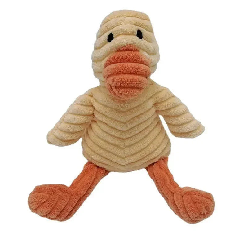 Jouet couineur en peluche pour chien - Forme d'animal en velours côtelé résistant aux morsures