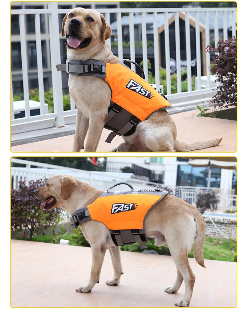 Dog Swimming Life Jacket & Safety Vest with Reflective Trim