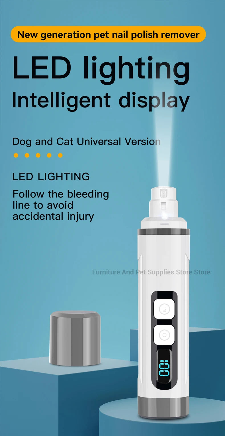 Electric Pet Nail Grinder with LED Light & 3-Speed Control