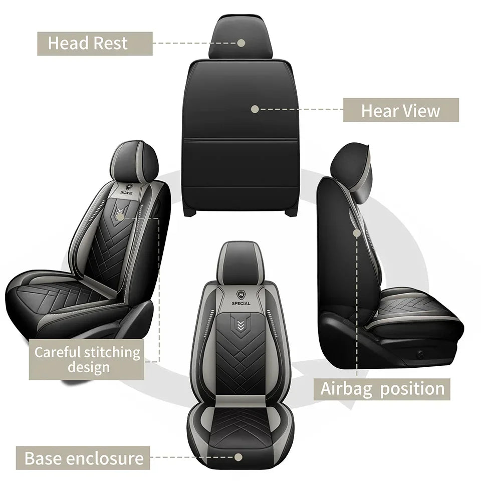 Full Leather Car Seat Cover — All-Season Universal Fit for Driver & Passenger