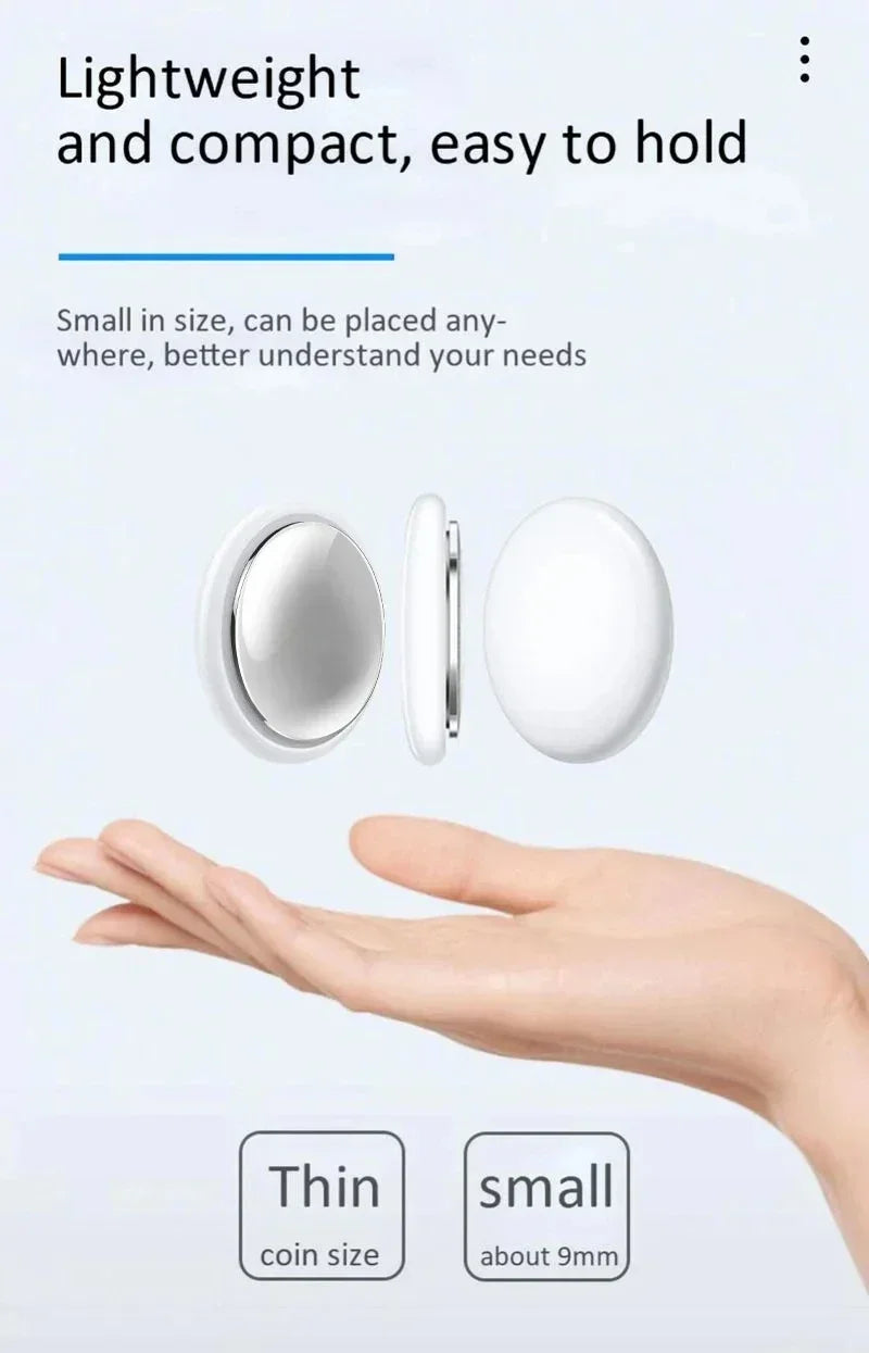 Ultra-Compact 30mm Bluetooth Tracker for Pets, Keys & Bags — Leather Sleeve Option