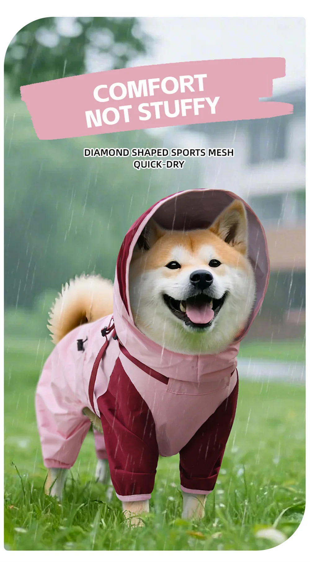 Waterproof Dog Raincoat with Harness & Detachable Hood