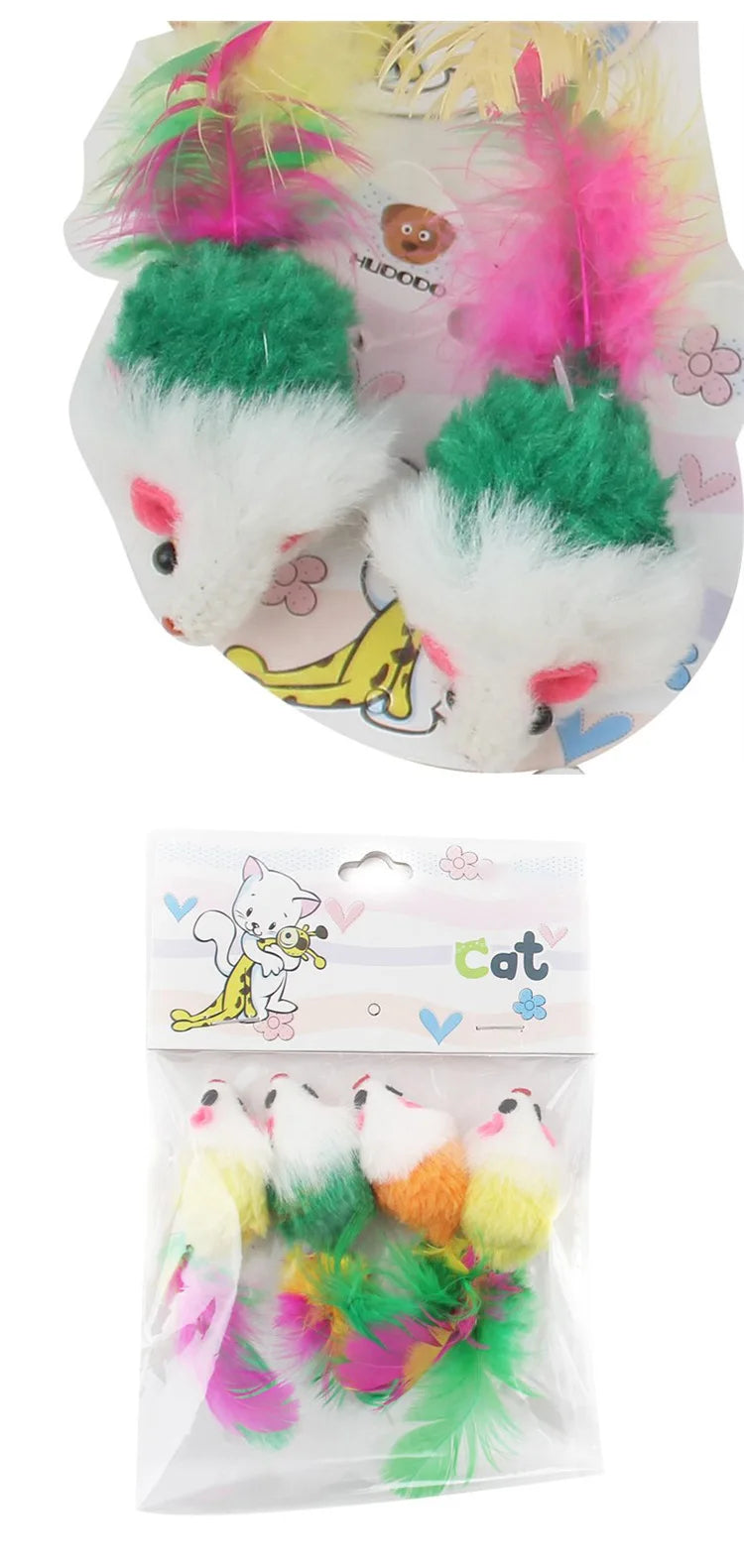 Feather Mouse Cat Toys - 10 Pack Interactive Play Set with Catnip