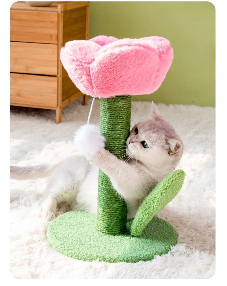 Tulip Cat Tower with Sisal Scratching Post & Kitten Teaser