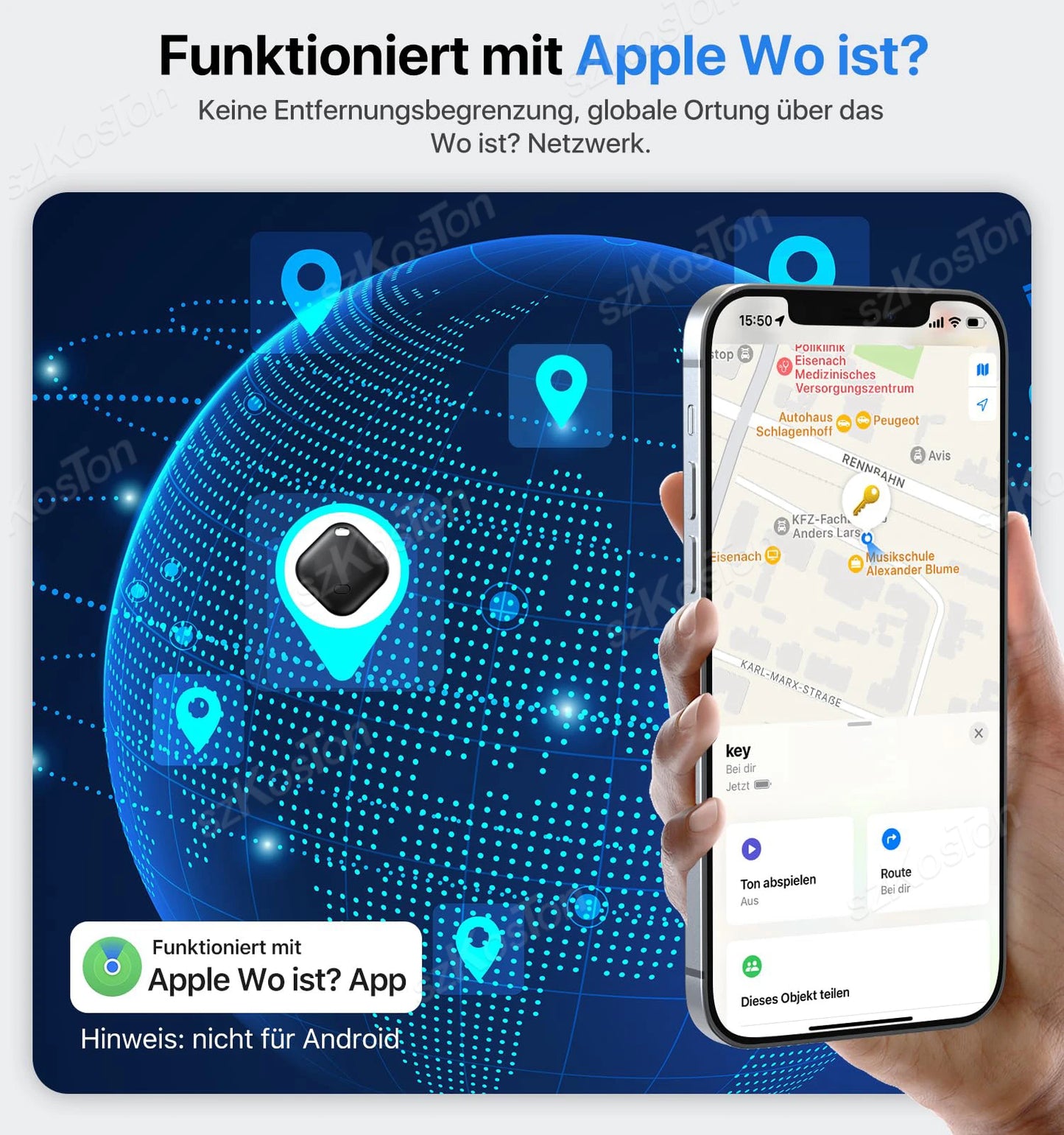 Mini traceur GPS pour animaux de compagnie et enfants - Localisateur intelligent compatible avec Localiser d'iOS