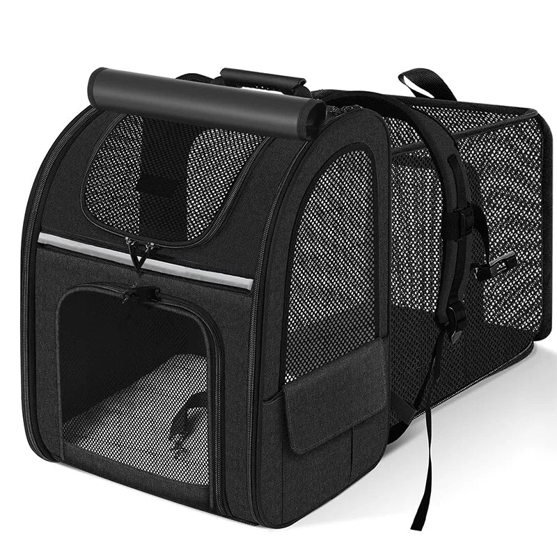 Sac à dos de transport extensible pour chat avec housse pare-soleil et maille respirante