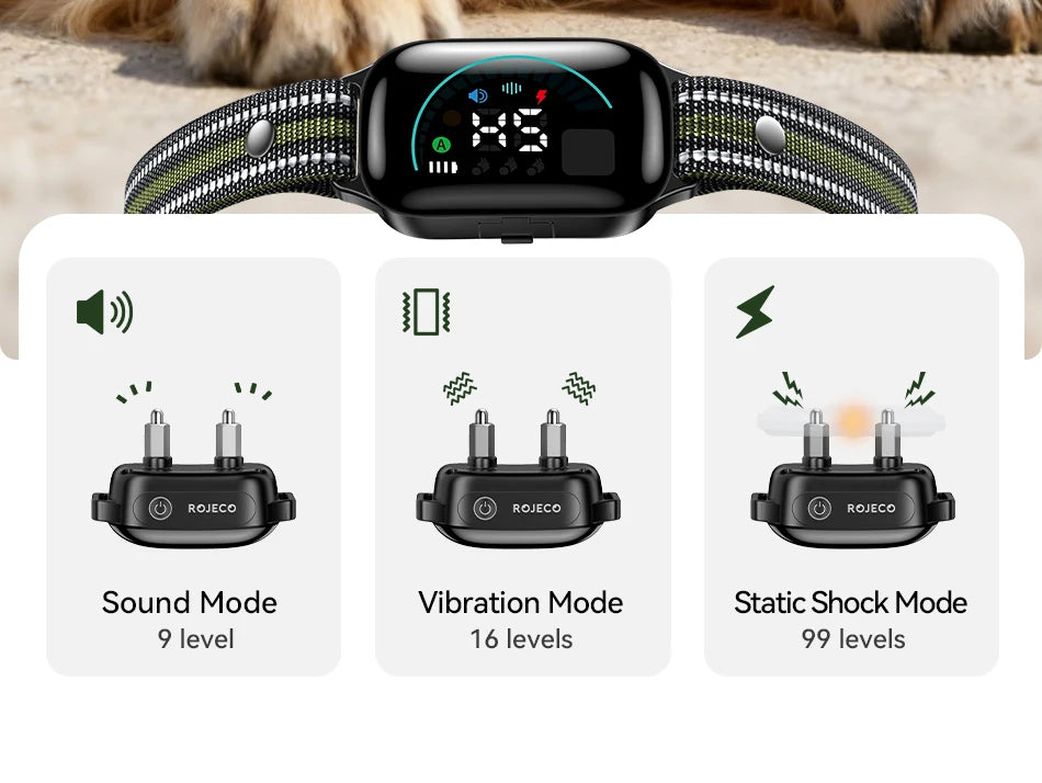 Collier de dressage pour chien avec télécommande 1000m, vibrations et anti-aboiements