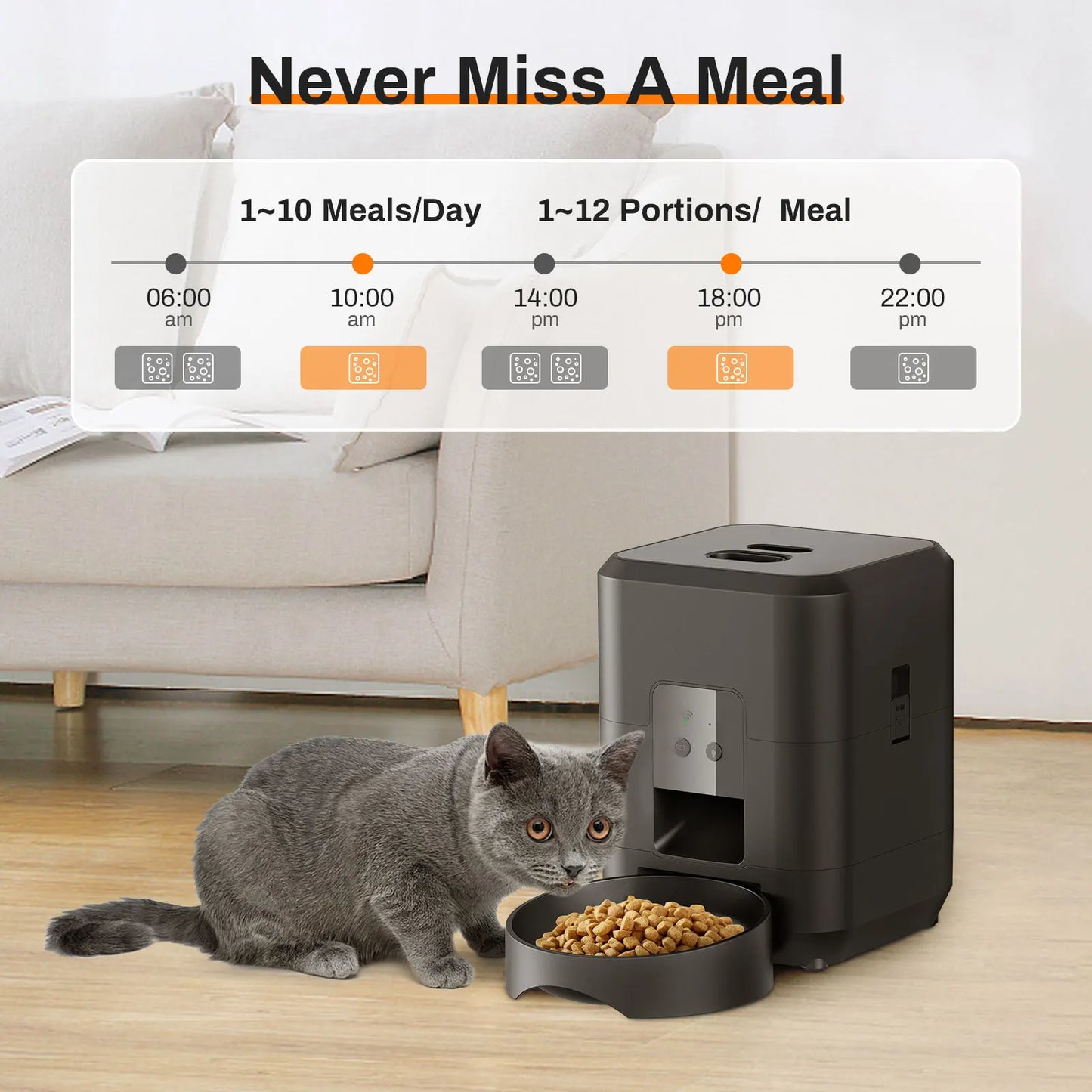 Tuya APP controls the cat feeder,only supports 2.4G network, can only be powered by USB, has no screen display smart pet feeder