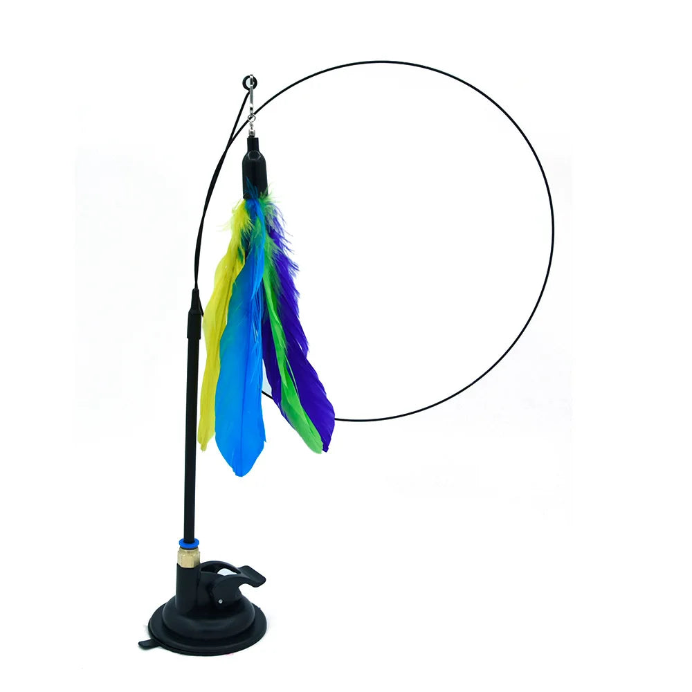 Hands-Free Suction Cup Cat Toy - Interactive Feather Wand Set