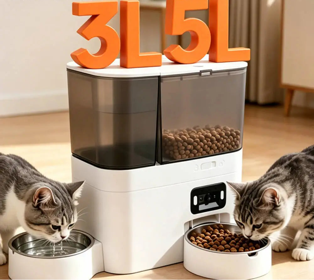 5L+3L Smart Automatic Pet Feeder with Camera & Water Dispenser