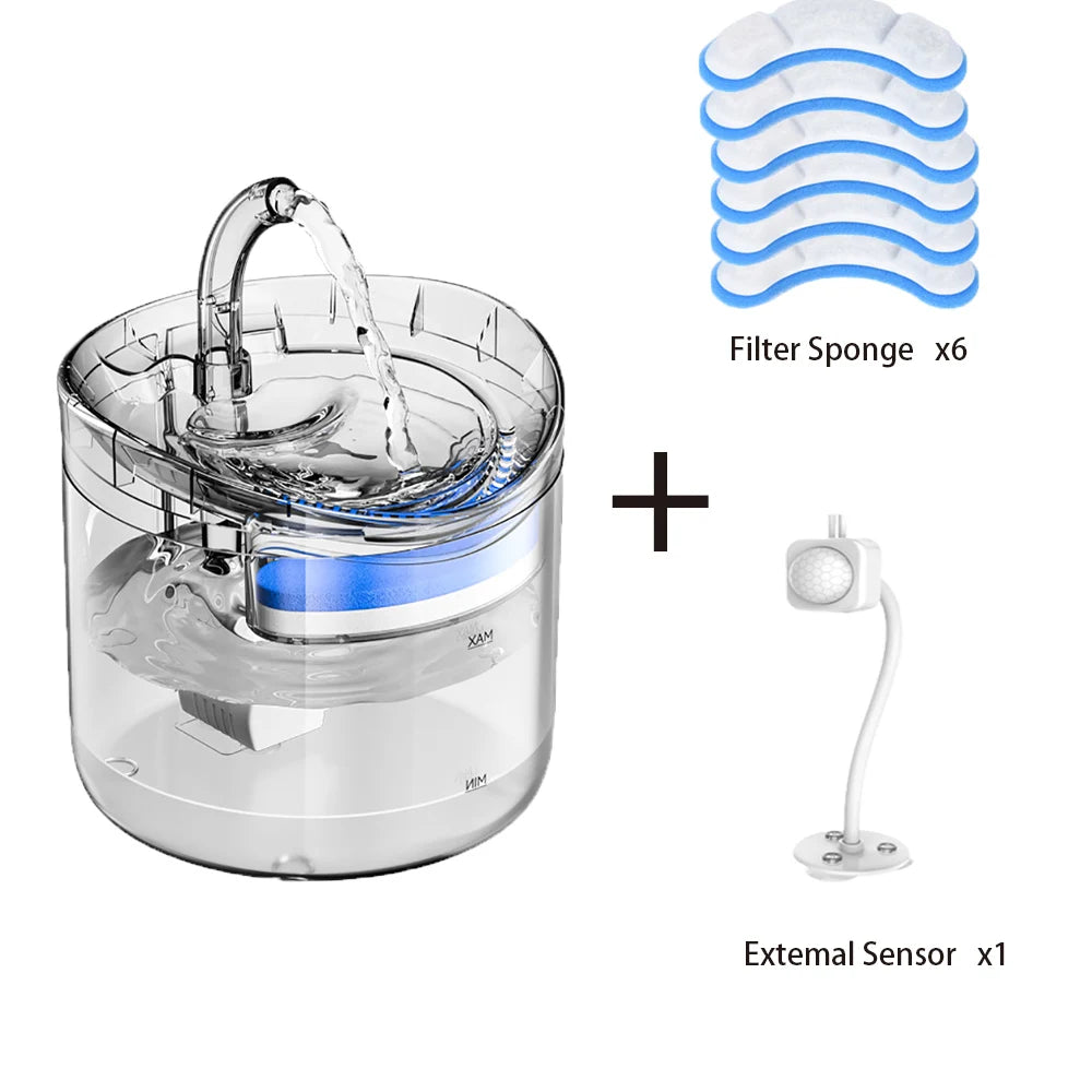2L Motion-Sensor Pet Water Fountain — Activated Carbon Filter, Silent USB Drinking Bowl for Cats & Dogs