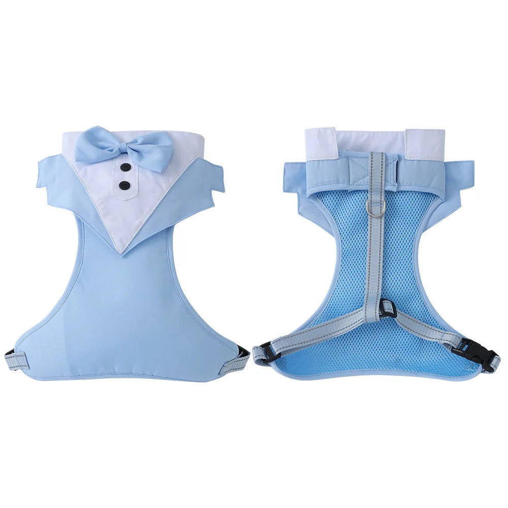 Tuxedo Dog Harness Vest with Bow Tie & D-Ring
