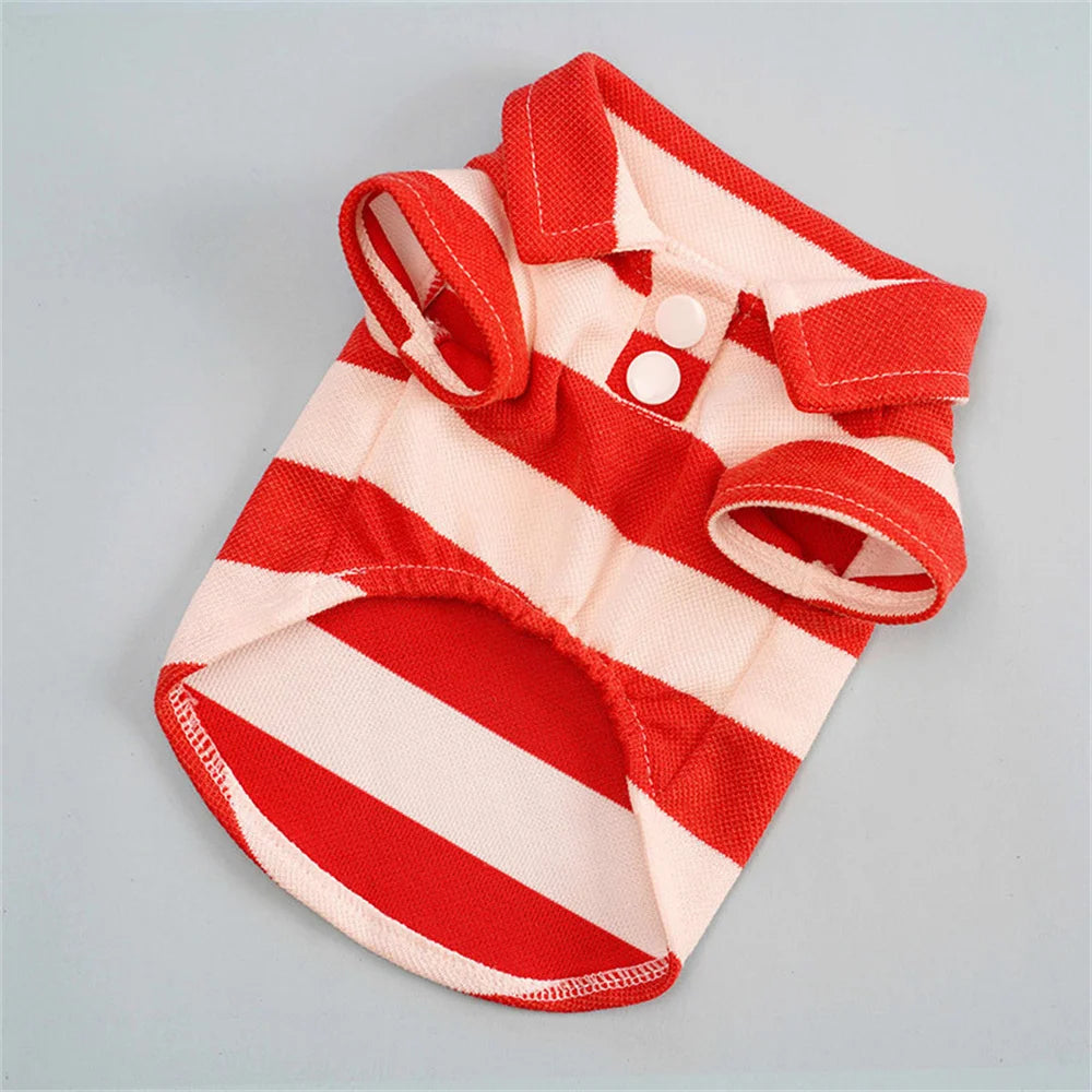 Striped Polo Shirt for Cats & Small Dogs