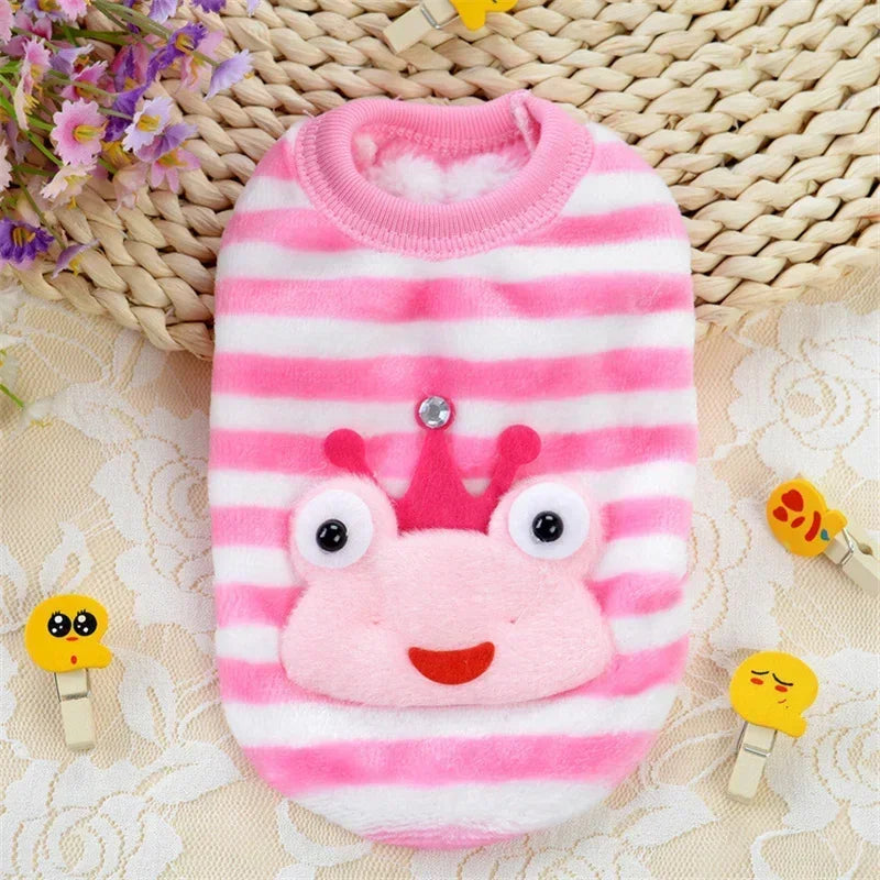 Cartoon Print Plush Vest for Small Animals & Kittens